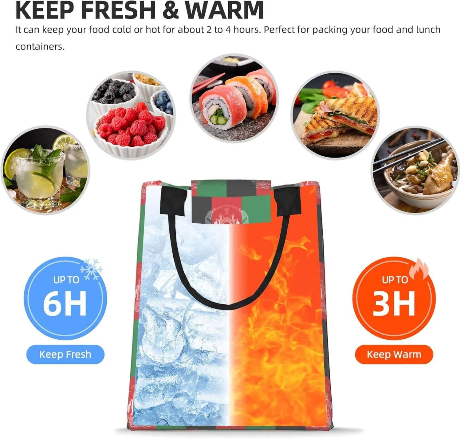 Flag Of Afghanistan Reusable Paper Bag For Office Workers, Suitable For Picnic, Travel, More