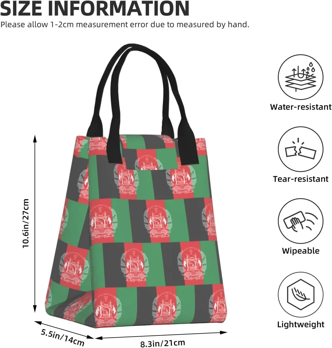 Flag Of Afghanistan Reusable Paper Bag For Office Workers, Suitable For Picnic, Travel, More