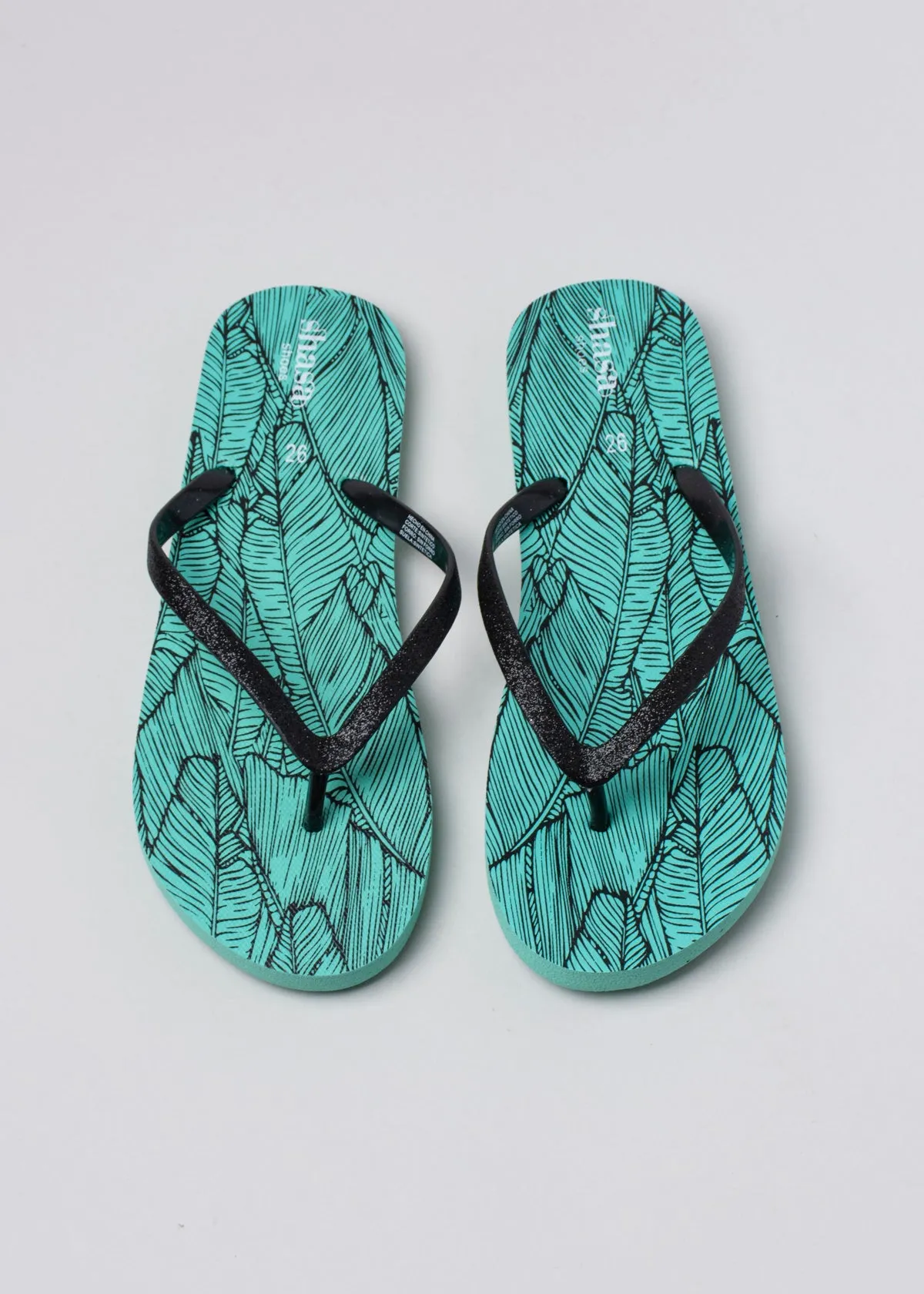 Flip flop hoja tropical brillos