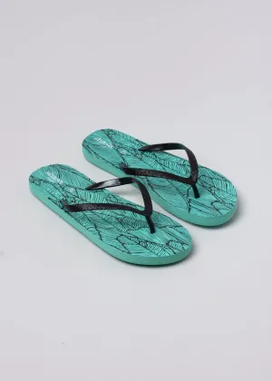 Flip flop hoja tropical brillos