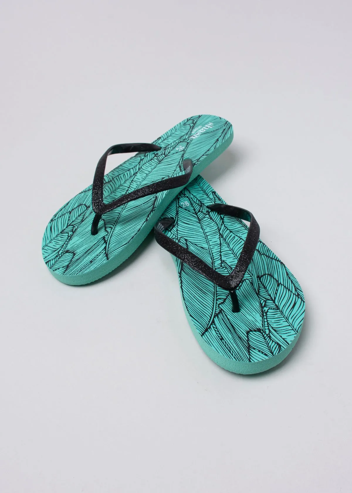 Flip flop hoja tropical brillos