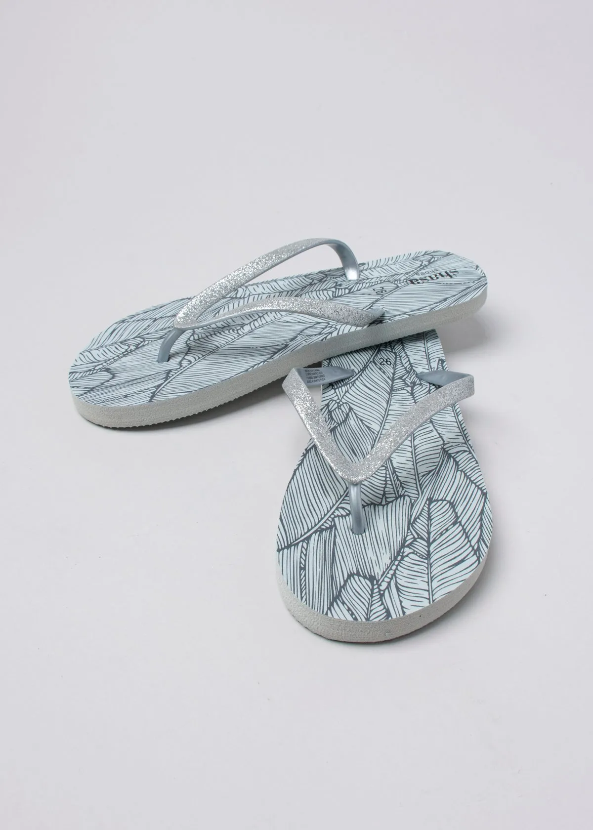 Flip flop hoja tropical brillos