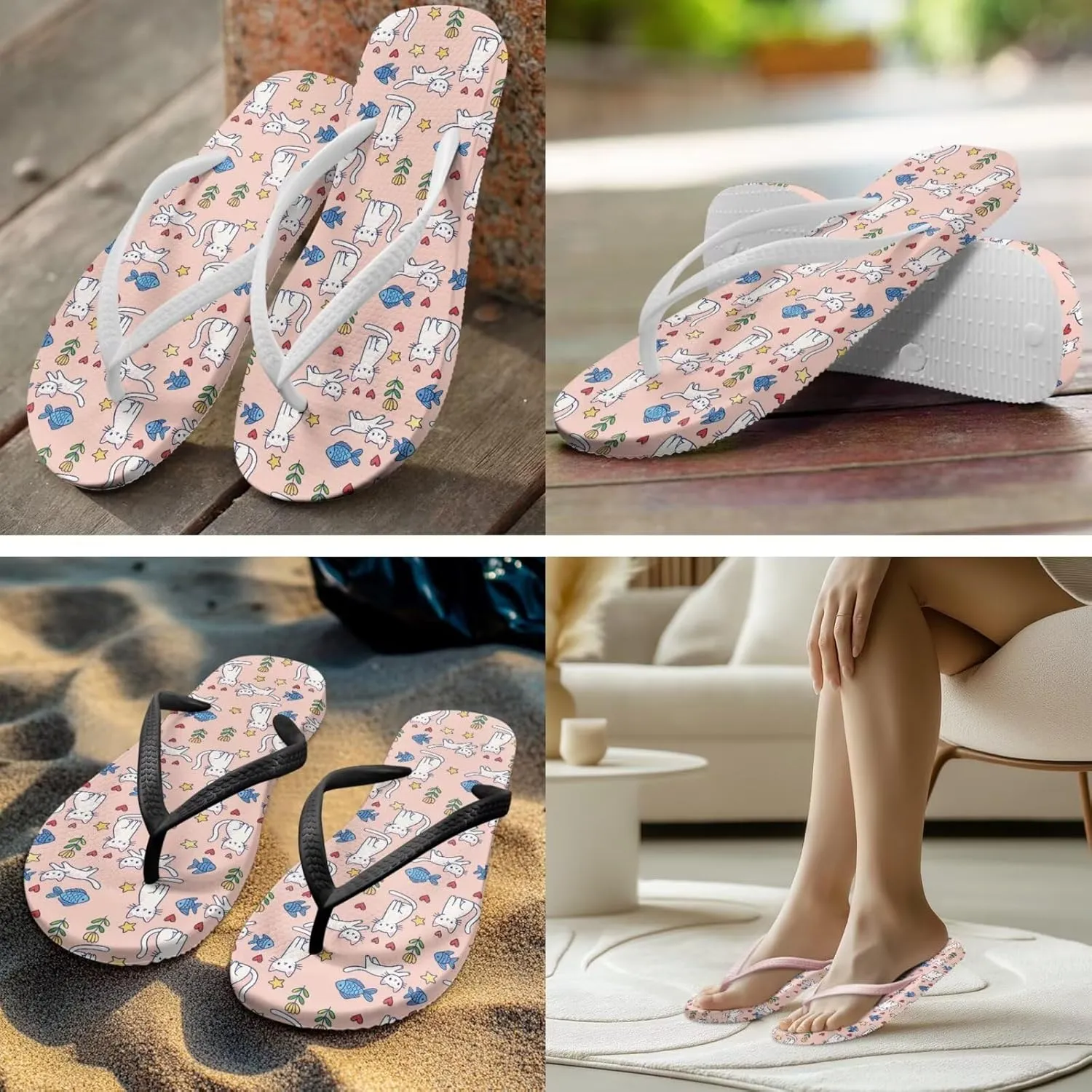 Flip Flops for Women EVA Sole Yoga Mat Comfortable Summer Beach Walking Thong Cushion Sandals Slip On Outdoor Indoor