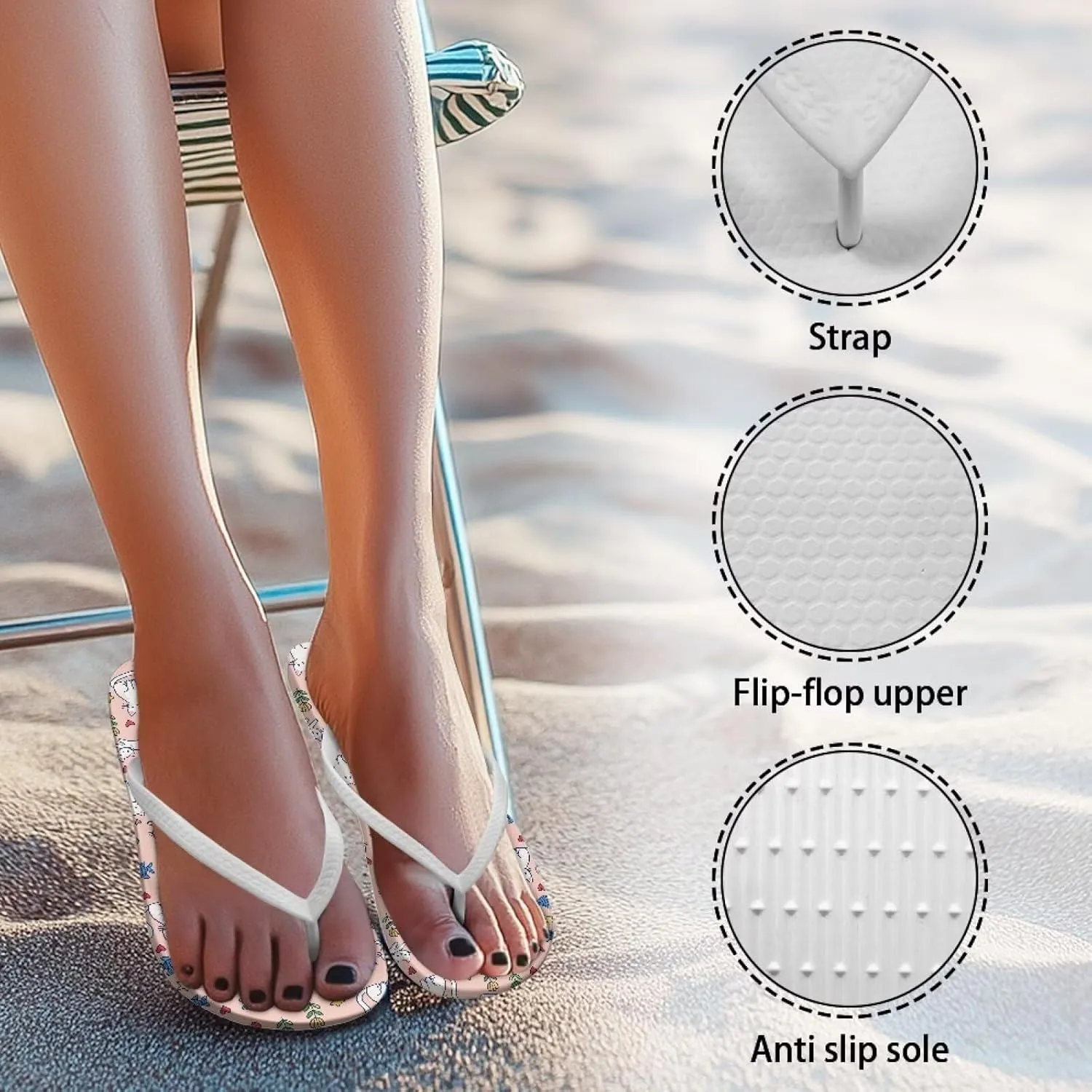 Flip Flops for Women EVA Sole Yoga Mat Comfortable Summer Beach Walking Thong Cushion Sandals Slip On Outdoor Indoor