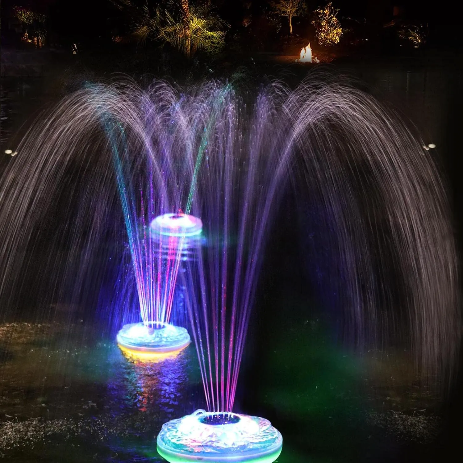 Floating Pool Fountain with Light Show,Rechargeable Battery Pond Water Fountain,IP68 Waterproof Pool Waterfall Fountain,2 Modes Pool Sprinkler Fountain for Inground Above Ground Pool, Gardens-1pc