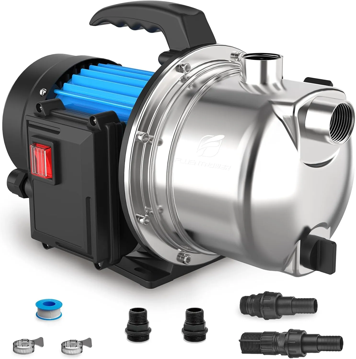 FLUENTPOWER 1.5HP Portable Garden Transfer Pump, 1200GPH Electric Sprinkler Booster Pump, Shallow Well Jet Pump for Home Lawn Irrigation and Water Draining