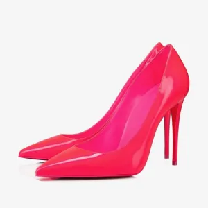 Fluo Pink  Patent Leather Pointed Toe Pumps