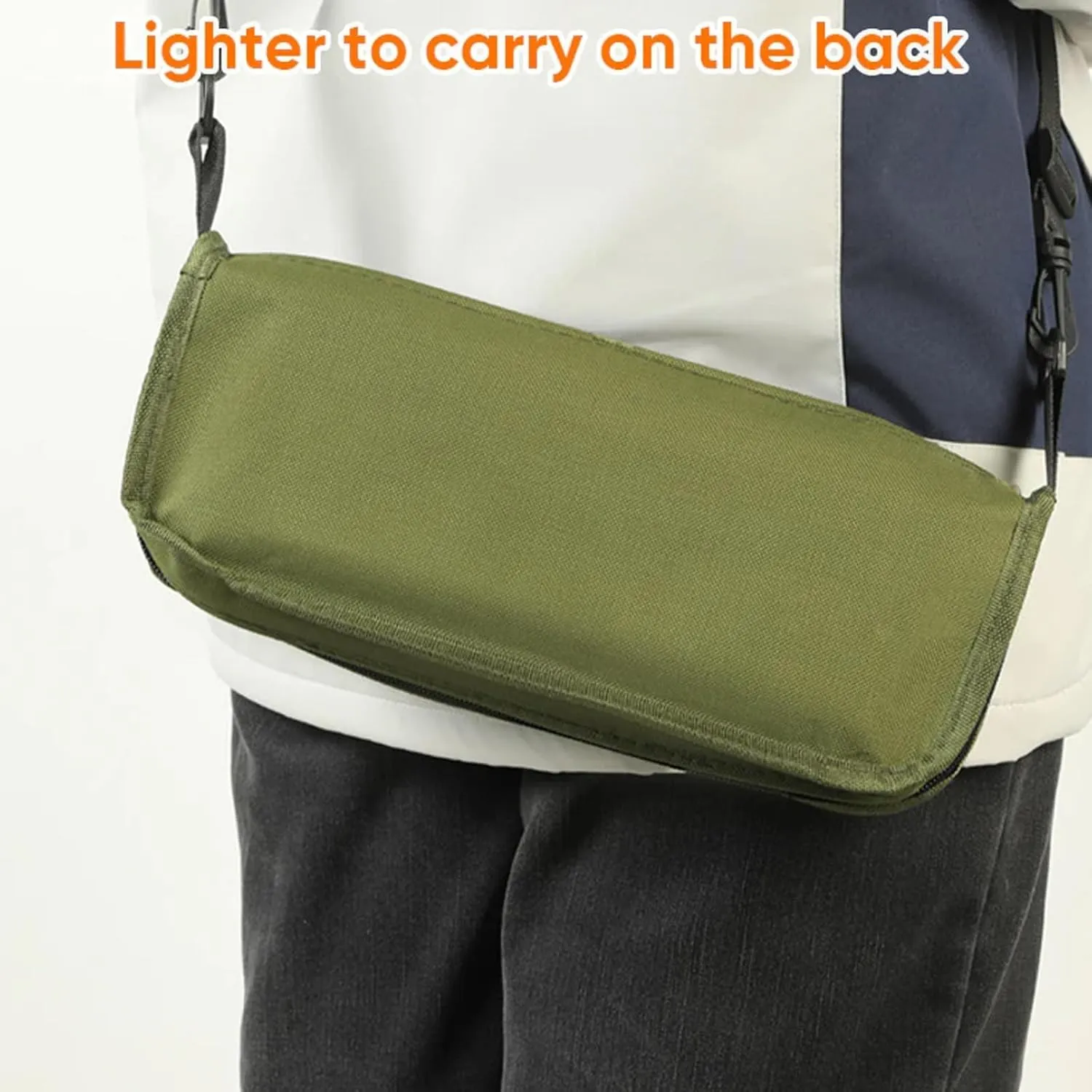 Foldable Backpack Stool, Portable Ultra Lightweight Camping Stool with Adjustable Shoulder Strap, Outdoor Foldable Camping Stool, Suitable for Fishing, Hiking, Barbecue (Khaki Green,Small)