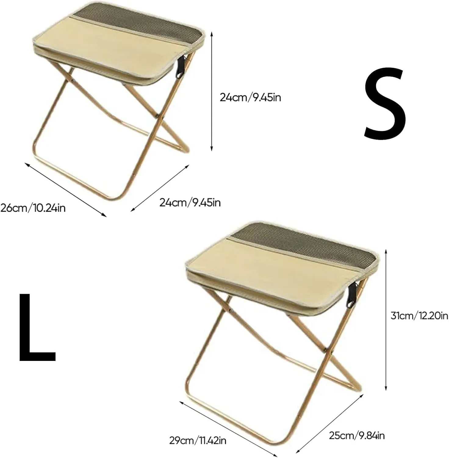 Foldable Backpack Stool, Portable Ultra Lightweight Camping Stool with Adjustable Shoulder Strap, Outdoor Foldable Camping Stool, Suitable for Fishing, Hiking, Barbecue (Khaki Green,Small)