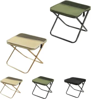 Foldable Backpack Stool, Portable Ultra Lightweight Camping Stool with Adjustable Shoulder Strap, Outdoor Foldable Camping Stool, Suitable for Fishing, Hiking, Barbecue (Khaki Green,Small)