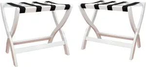 Foldable Guest Room Suitcase Rack Set of 2 - Solid Wood Travel Bag Holder, with Nylon Cordmulti Function Luggage Rack, for Home Bedroom Guest Room, 23.6×15.7×23.6inch (Color : White)