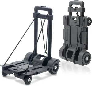 Foldable Plastic Folding Cart Lightweight Folding Shopping Trolley Mini Luggage Hand Truck for Travel Shopping Moving Office Use (4-Wheels)