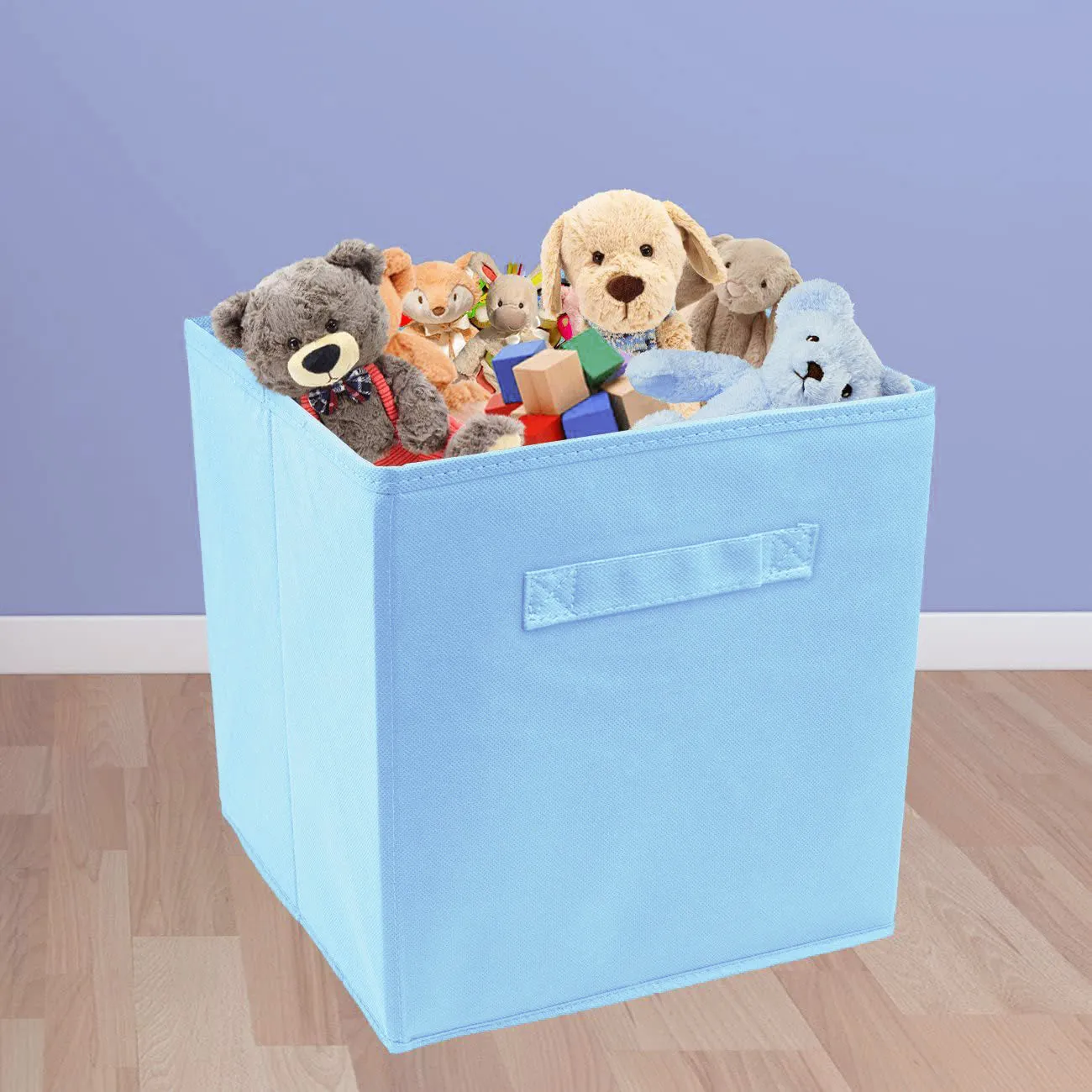 Foldable Storage Cube Basket Bin Collapsible Box Organizer (Sky Blue)