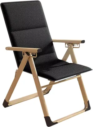 Folding air, with One-Piece Cotton Pad Recliner Folding, for Adults Heavy Duty Outdoor Folding Lounge air Adjustable Folding Camping (Size : d Tube Black Pad)