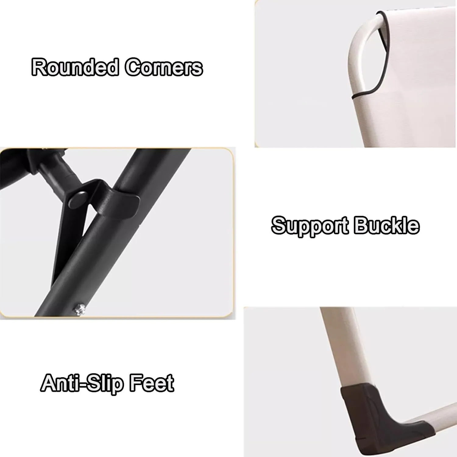 Folding air, with One-Piece Cotton Pad Recliner Folding, for Adults Heavy Duty Outdoor Folding Lounge air Adjustable Folding Camping (Size : d Tube Black Pad)