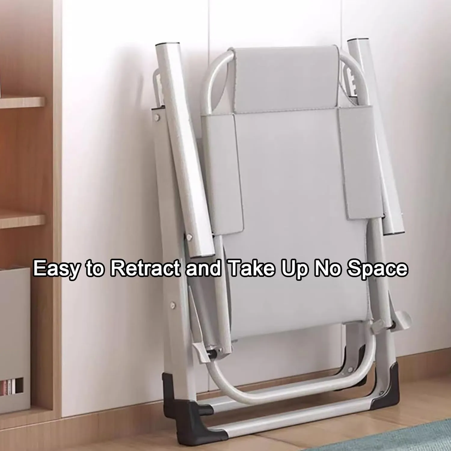 Folding air, with One-Piece Cotton Pad Recliner Folding, for Adults Heavy Duty Outdoor Folding Lounge air Adjustable Folding Camping (Size : d Tube Black Pad)