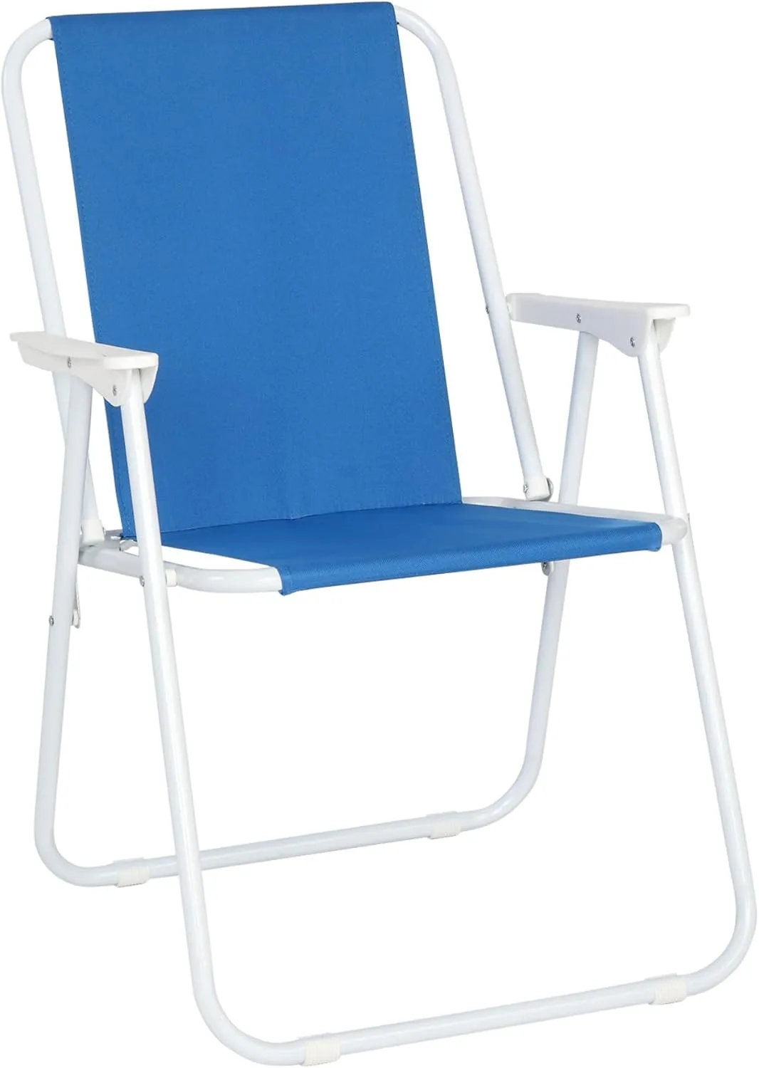 Folding Beach Chair with Armrest and Back Pocket, Reclining Beach Chair with Backpack Straps,Blue & White (19.09" L x 17.32" W x 29.53" H)