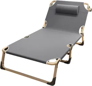 Folding Bed, Folding Camping Cot for Adults, Lightweight Portable Sleeping Cot with Pillow for Outdoor Camping, Lounging and Napping, Support 150kg/330lbs(Large)