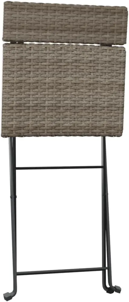 Folding Bistro Chairs 2-Pack Gray PE Rattan and Steel Outdoor Patio Furniture for Garden, Poolside, Camping, Balcony