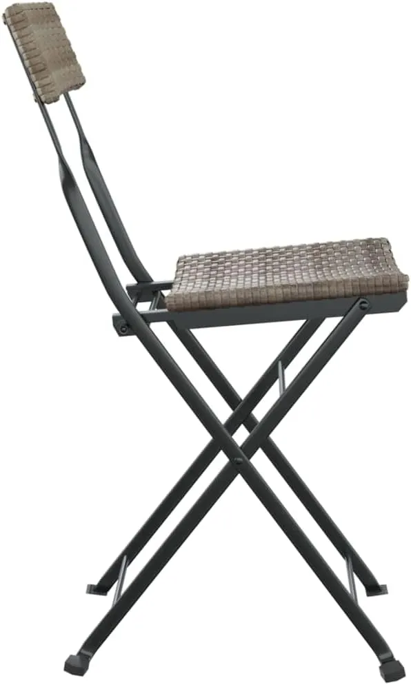 Folding Bistro Chairs 2-Pack Gray PE Rattan and Steel Outdoor Patio Furniture for Garden, Poolside, Camping, Balcony