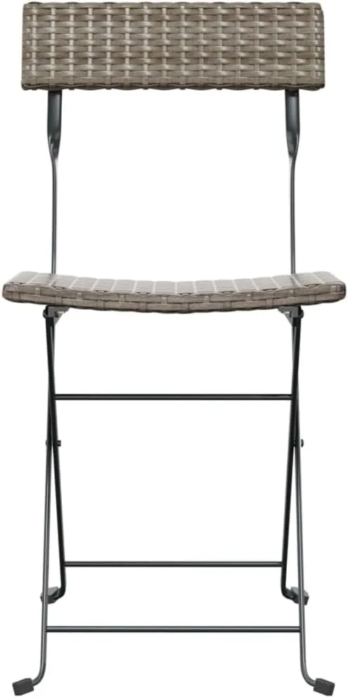 Folding Bistro Chairs 2-Pack Gray PE Rattan and Steel Outdoor Patio Furniture for Garden, Poolside, Camping, Balcony