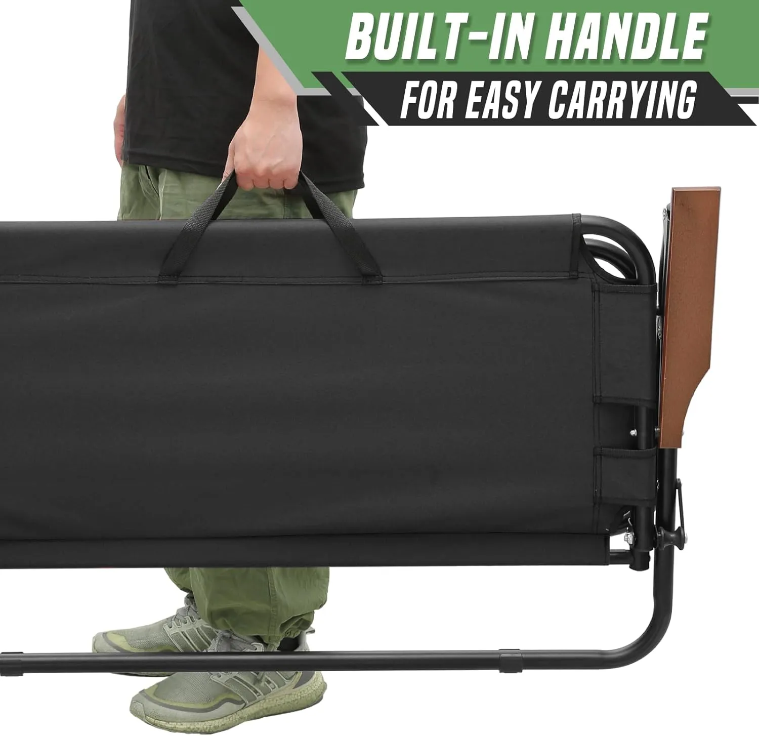 Folding Double Camping Chair, Loveseat Camping Chair with Aluminium Frame, Breathable Nylon Outdoor Camping Bench for Beach Lawn Picnic Hiking, 330 lbs Weight Capacity (Classic, Black)