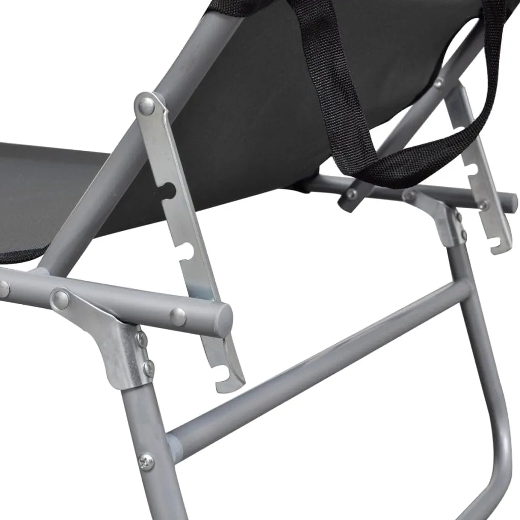 Folding Sun Lounger with Canopy Steel GrayLuxury Sun Loungers with Adjustable Backrest and Cushioned Seat