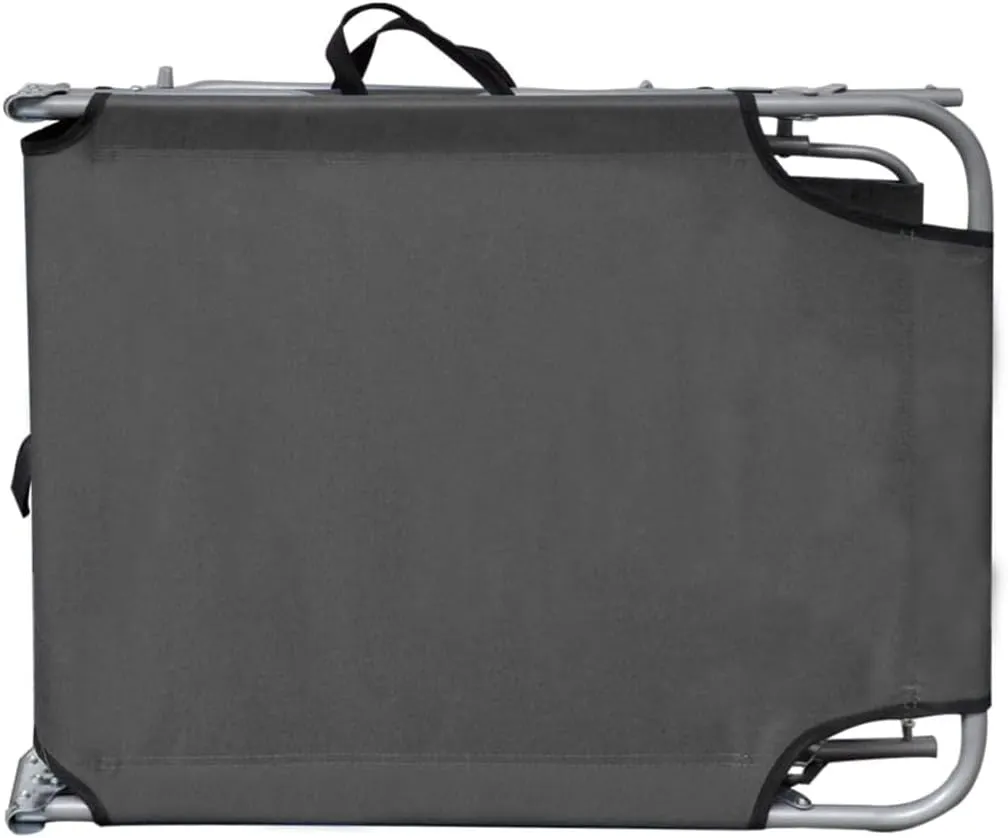 Folding Sun Lounger with Canopy Steel GrayLuxury Sun Loungers with Adjustable Backrest and Cushioned Seat