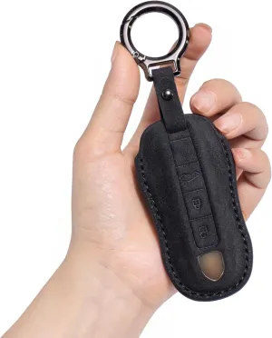 for Porsche Genuine Leather Key fob Cover,Compatible with Porsche 911 Cayenne Panamera TAYCAN Keyless Entry Smart Key Case