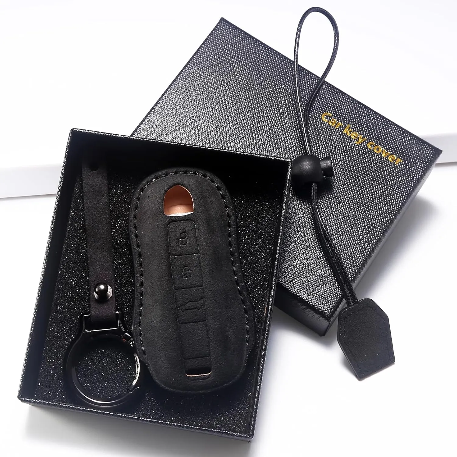 for Porsche Genuine Leather Key fob Cover,Compatible with Porsche 911 Cayenne Panamera TAYCAN Keyless Entry Smart Key Case