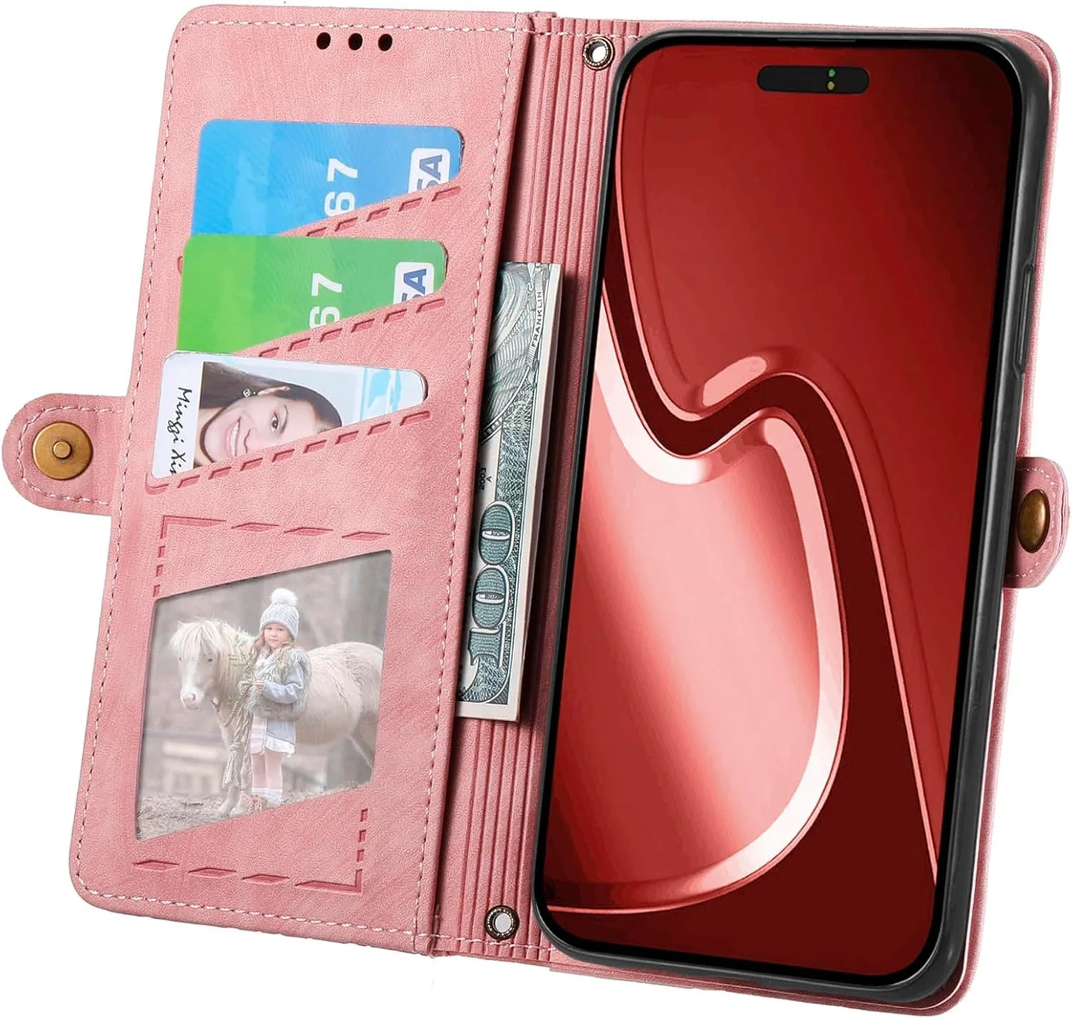 for TCL 40 X/TCL 40 XE/TCL 40 NxtPaper 5G Phone Case Leather Wallet Zipper Pocket Pouch, Retro Brushed Striped Folio Flip Cover Kickstand, Card Holder Cash Slot, Magnetic Metal Button, Wrist Strap