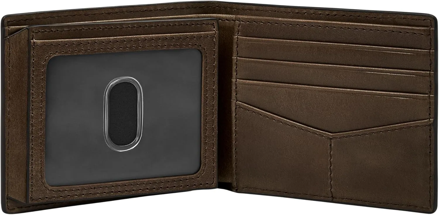 Fossil Men's Derrick RFID-Blocking Leather Bifold Wallet with Flip ID Window for Men