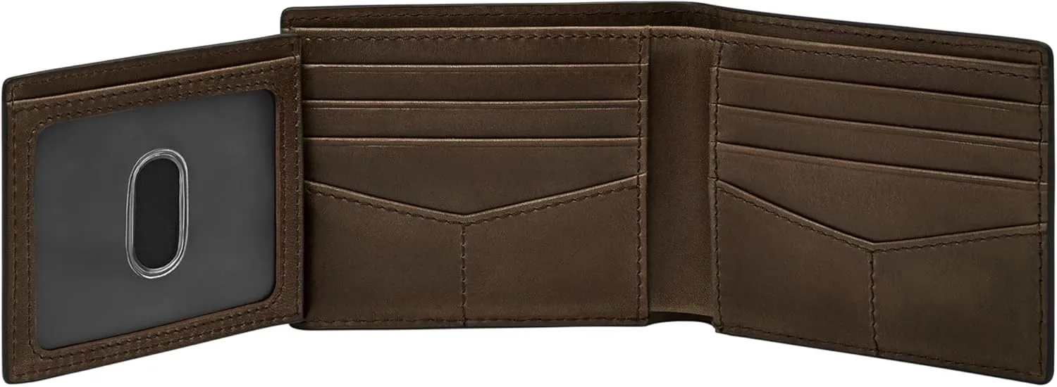 Fossil Men's Derrick RFID-Blocking Leather Bifold Wallet with Flip ID Window for Men