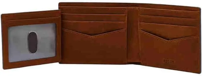 Fossil Men's Everett Leather Bifold with Flip ID Wallet, Brown, (Model: ML4397210)
