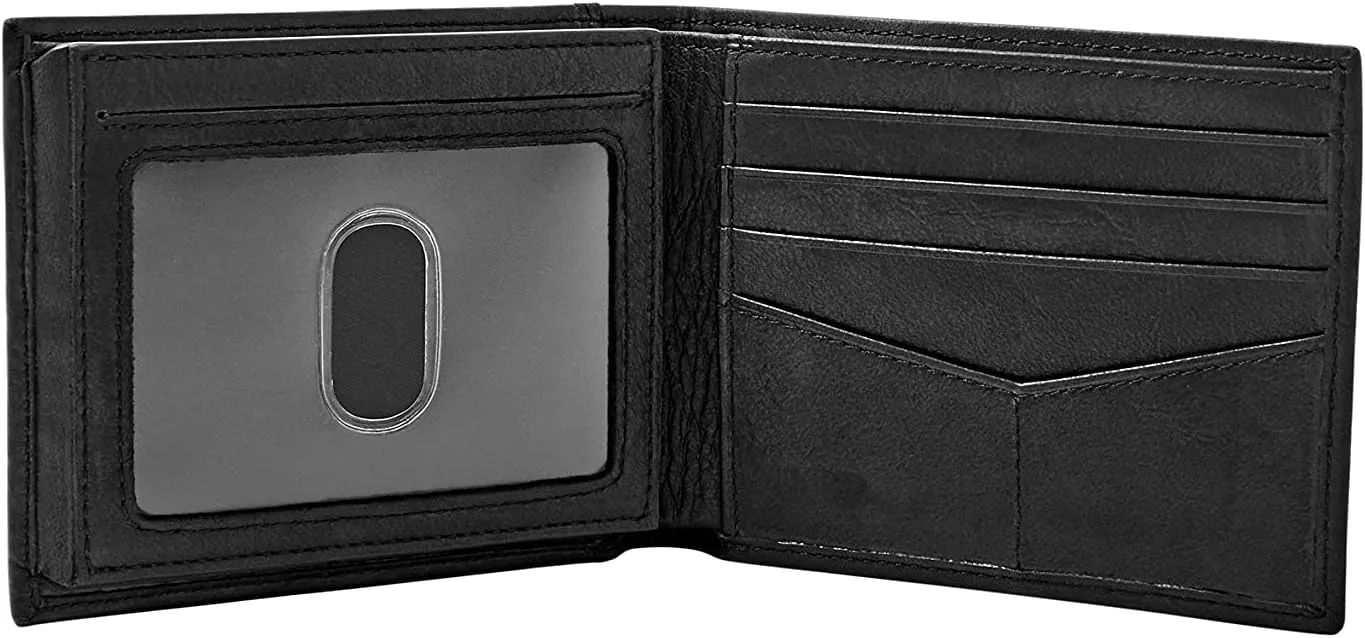 Fossil Men's Leather Bifold Wallet with Flip ID Window for Men