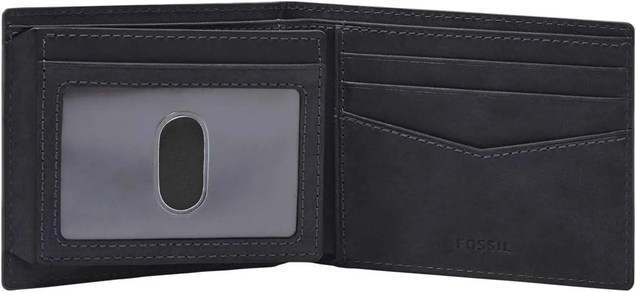 Fossil Men's Leather Bifold Wallet with Flip ID Window for Men