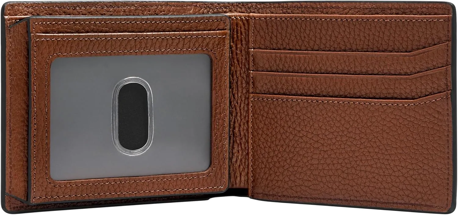 Fossil Men's Leather Bifold Wallet with Flip ID Window for Men