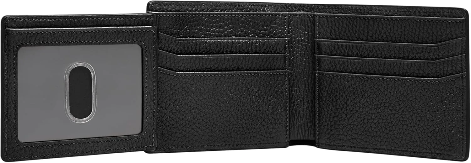 Fossil Men's Leather Bifold Wallet with Flip ID Window for Men