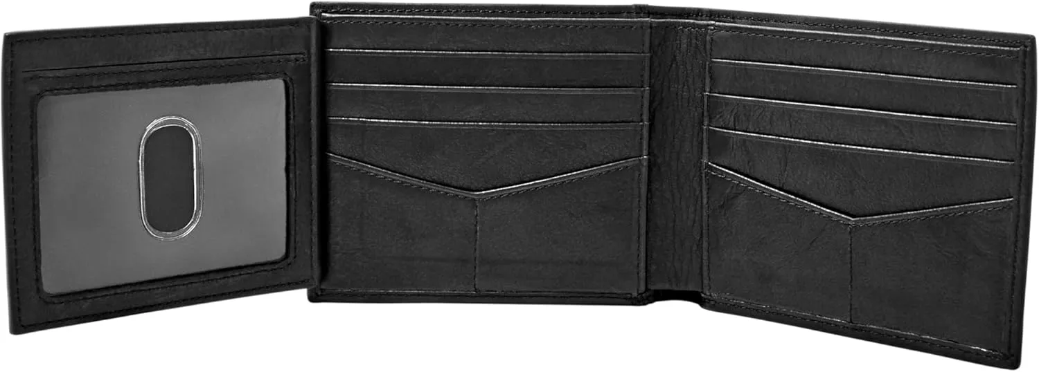 Fossil Men's Leather Bifold Wallet with Flip ID Window for Men