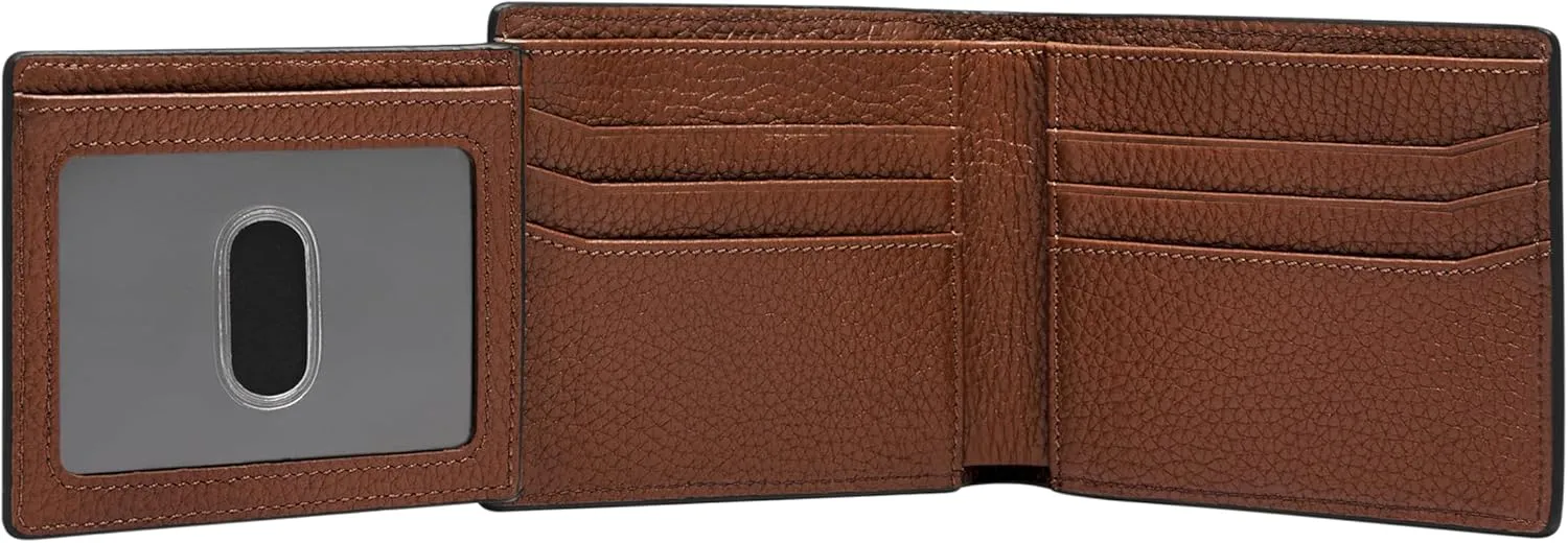 Fossil Men's Leather Bifold Wallet with Flip ID Window for Men
