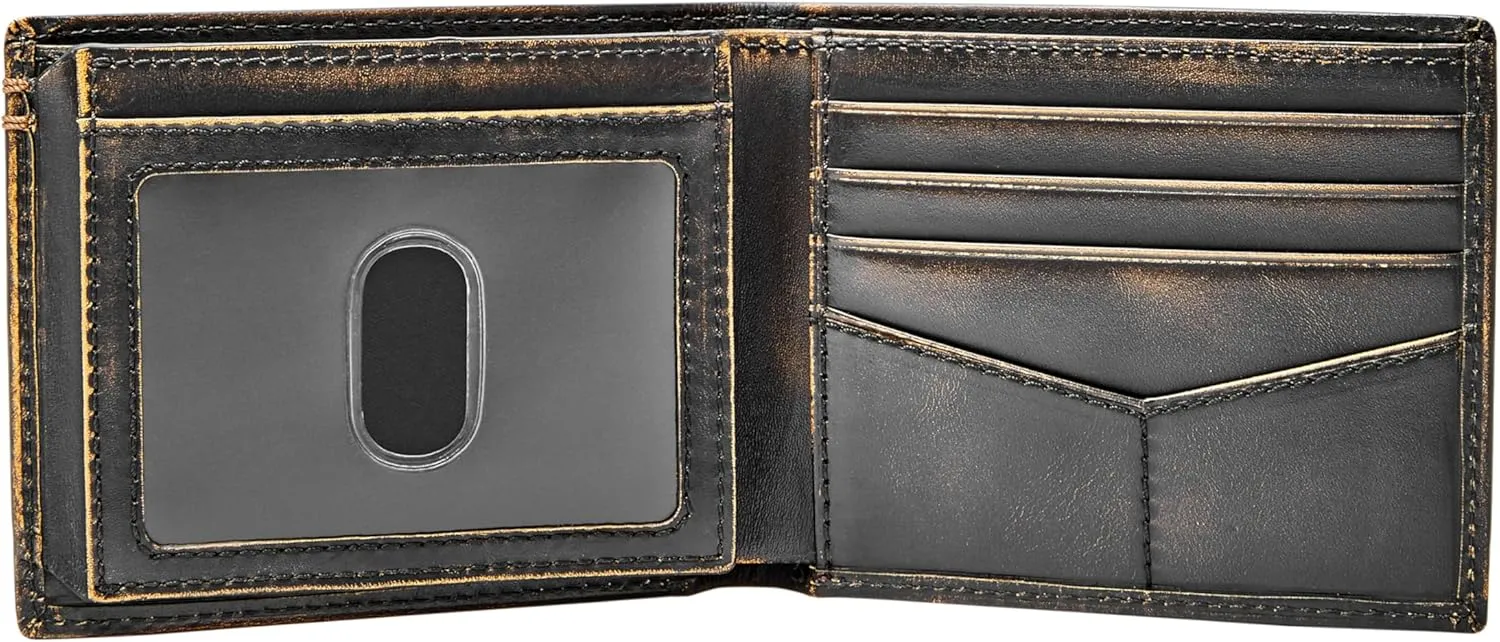 Fossil Men's Wade Leather Bifold with Flip ID Wallet, Black, (Model: ML3882001)