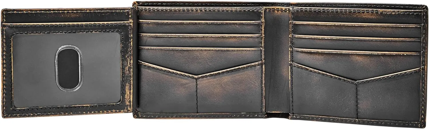 Fossil Men's Wade Leather Bifold with Flip ID Wallet, Black, (Model: ML3882001)