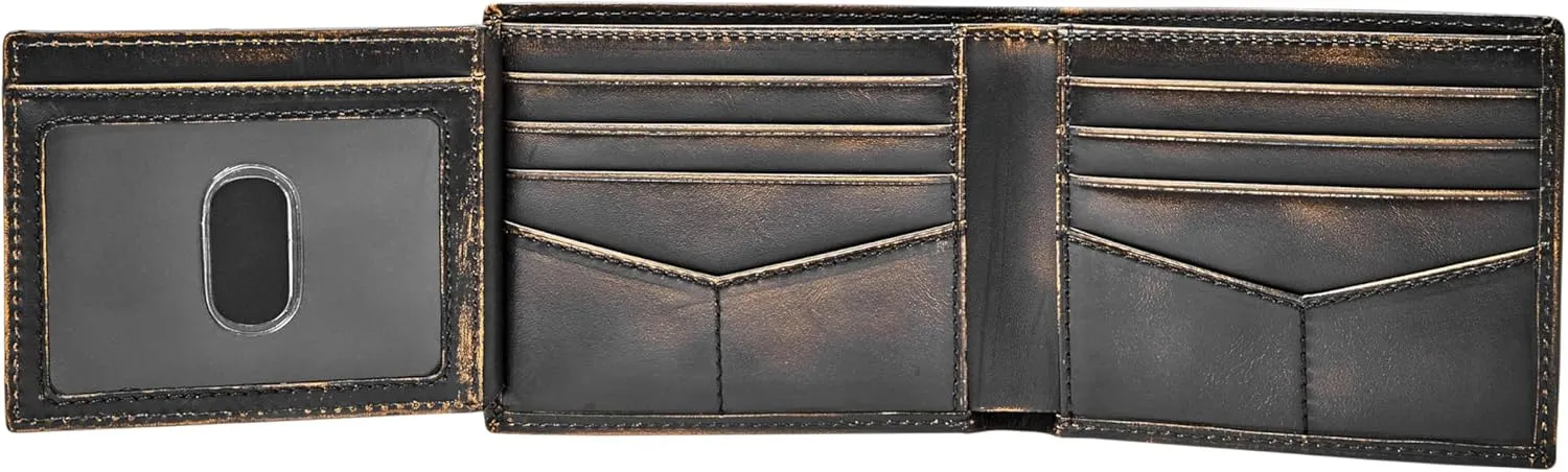 Fossil Men's Wade Leather Bifold with Flip ID Wallet, Black, (Model: ML3882001)