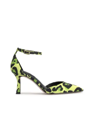 Foxena Pointed Toe Pump in Green Leopard