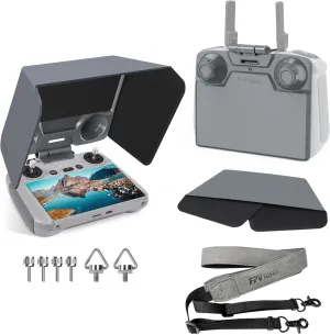FPVtosky RC 2 Sun Hood Shade with Lanyard for DJI Mini 4 Pro/DJI Air 3 Accessories,RC2 Controller Screen Protector Joystick Cover，Kit includes RC 2 Sun Hood Cover, RC 2 Lanyard