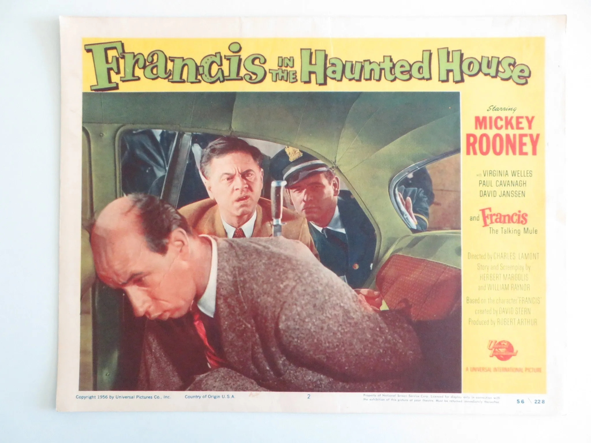 FRANCIS IN THE HAUNTED HOUSE - #2 LOBBY CARD MICKEY ROONEY VIRGINIA WELLES 1956