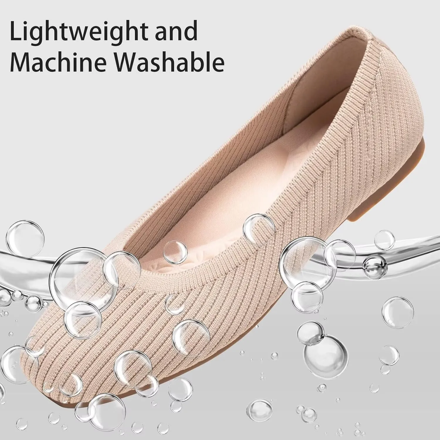 Frank Mully Women's Flats Square Toe Flats Comfortable Slip on Washable Ballet Flats Shoes for Women Dressy Work