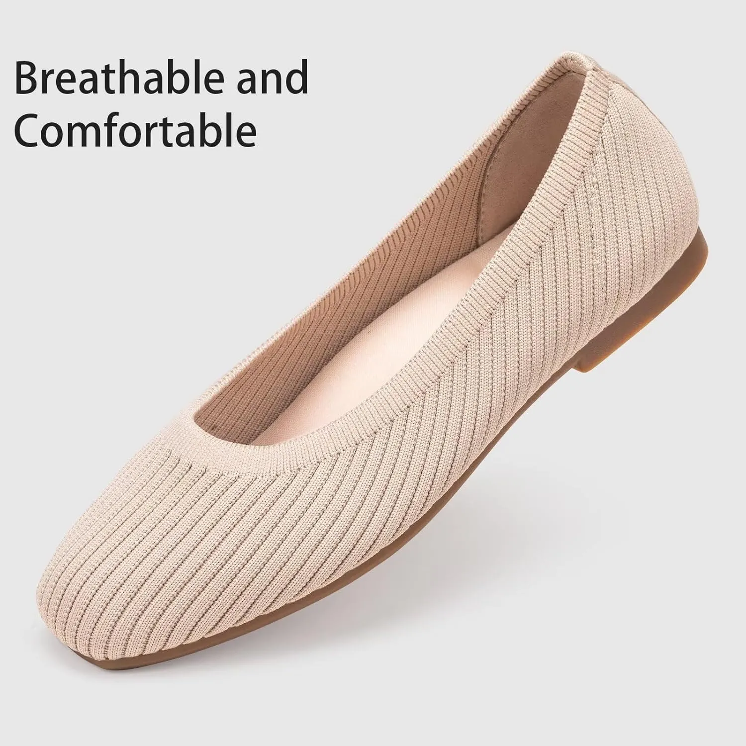 Frank Mully Women's Flats Square Toe Flats Comfortable Slip on Washable Ballet Flats Shoes for Women Dressy Work