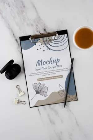 Free Flat Lay Of Elegant And Minimal Desk Psd