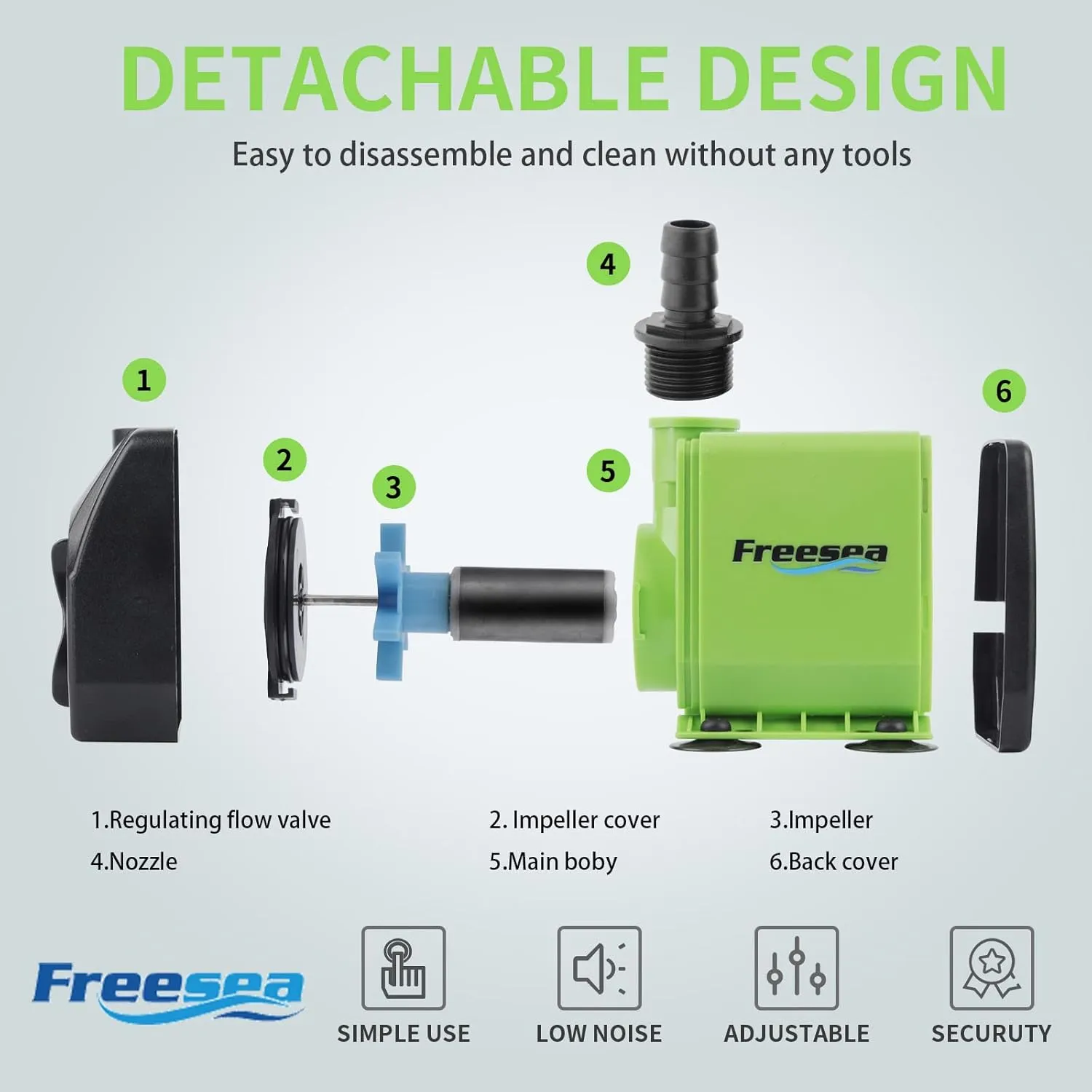 FREESEA Fountain Submersible Water Pump: 800GPH 45W Adjustable Small Pond Pump with 5ft Tubing Hose and 3 Nozzles 10ft High Lift for Outdoor | Hydroponics | Waterfall | Aquarium | Fish tank
